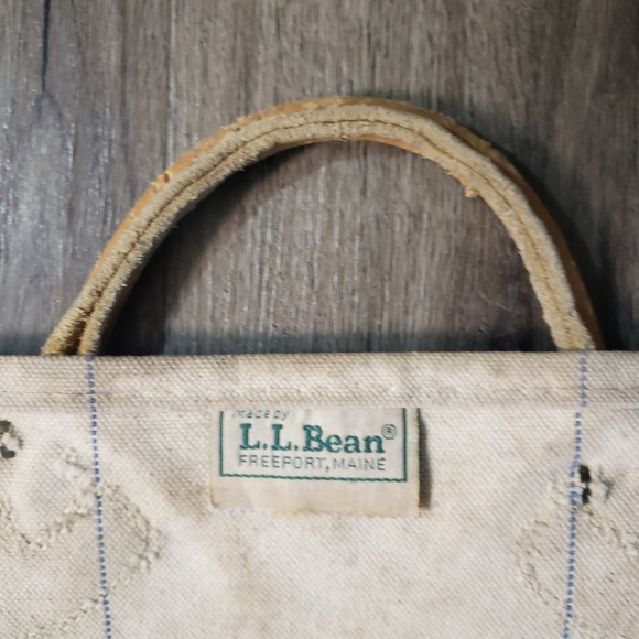 Vintage LL Bean Canvas w/ leather handles Firewood Log Carrier Tote - Picture 1 of 10